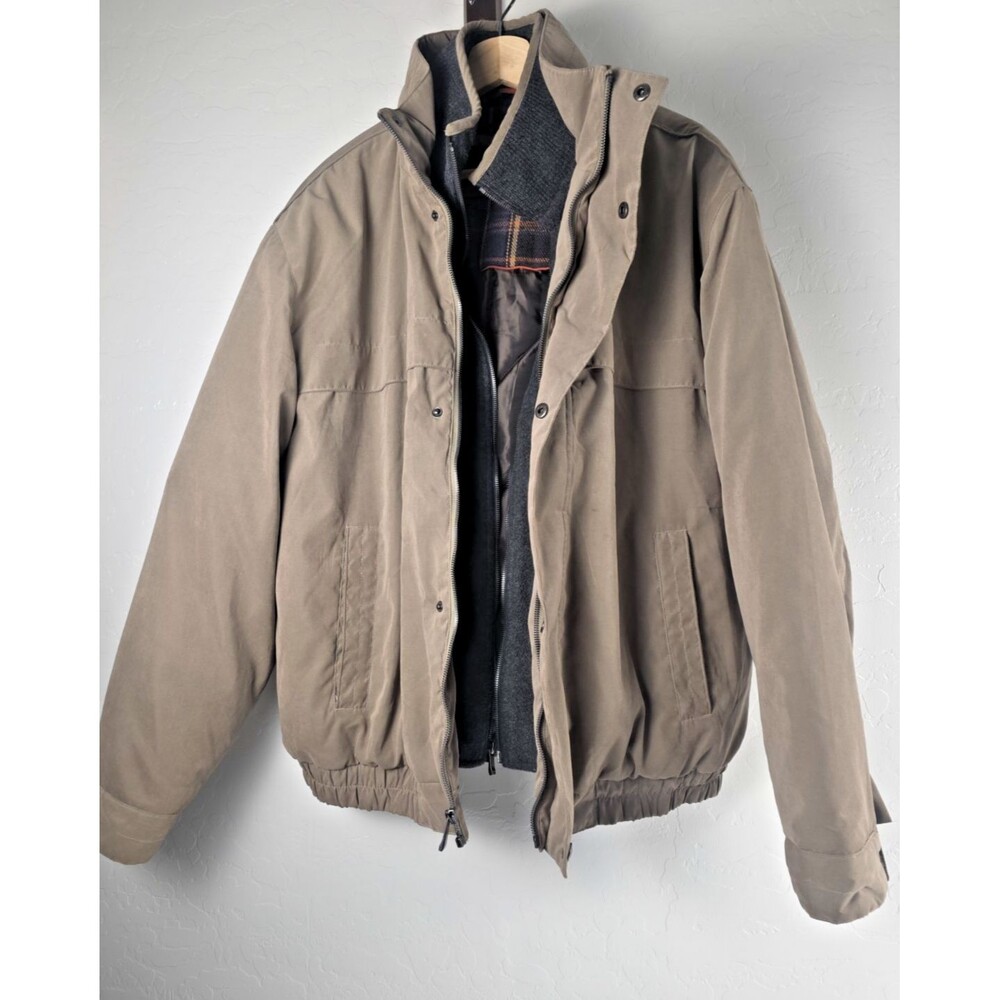 Weatherproof Men’s Bomber Jacket Khaki – Quilted Lined – Double Full Zip – XL